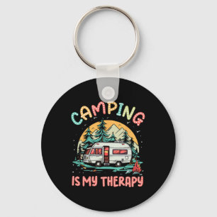 Camping Is My Therapy Campfire Summer Camp Family Keychain