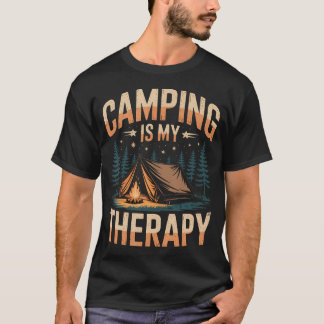 Camping Is My Therapy Fun Outdoor Campfire Family T-Shirt