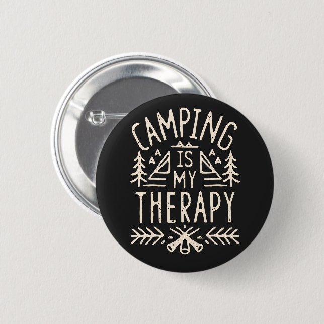 Camping is my therapy funny camper 2 inch round button (Front & Back)