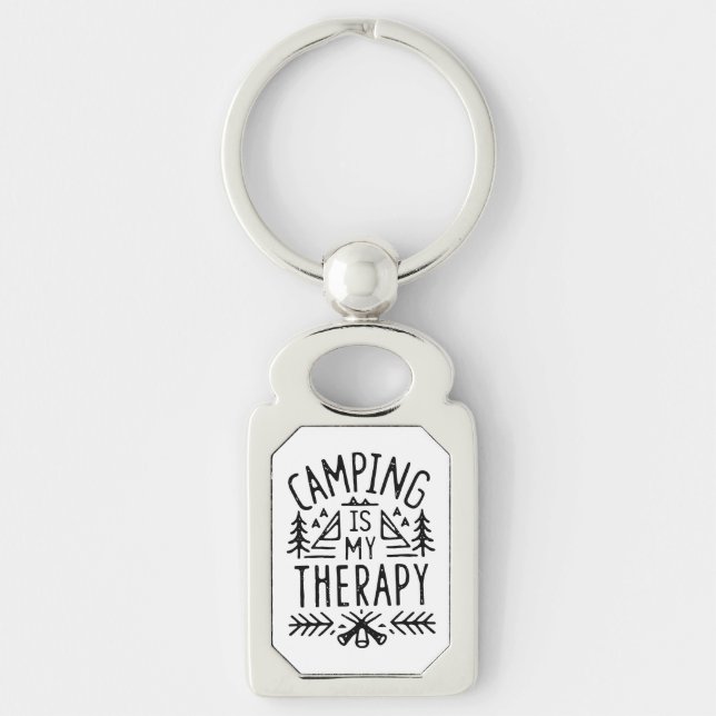 Camping is my therapy funny camper girl keychain (Front)