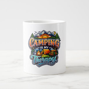 Camping Is My Therapy Funny Camping Outdoor  Large Coffee Mug