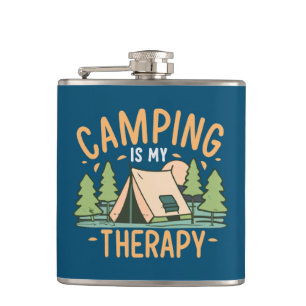 Camping Is My Therapy Hip Flask
