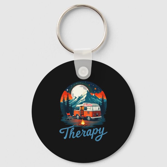 Camping is my therapy  keychain (Front)