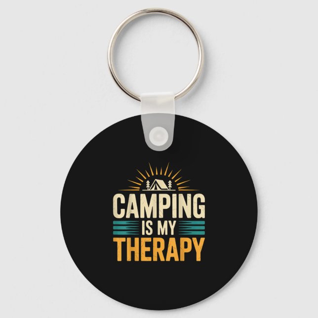 Camping is my therapy  keychain (Front)
