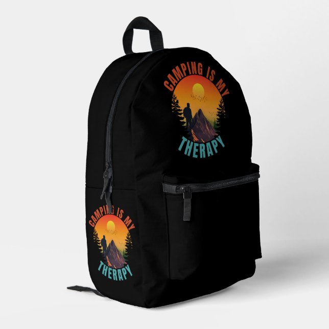 Camping is my therapy outdoor vacation gift printed backpack (Back Corner Left)