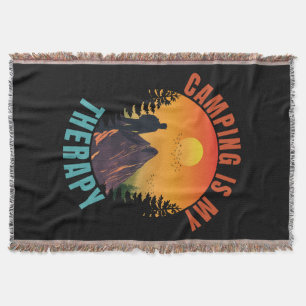 Camping is my therapy outdoor vacation gift throw blanket