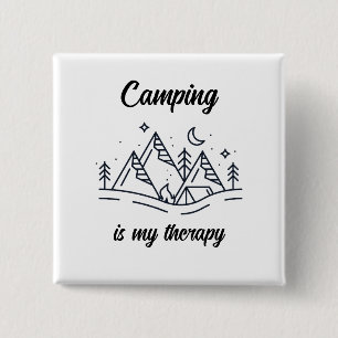 Camping is my therapy simple summer 2 inch square button