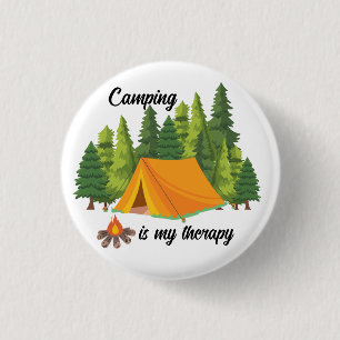 Camping is my therapy summer 1 inch round button