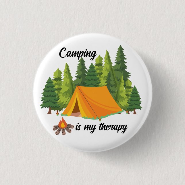 Camping is my therapy summer 1 inch round button (Front)