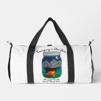 Camping is Our Jam Tent and Mountains in Jar Duffle Bag