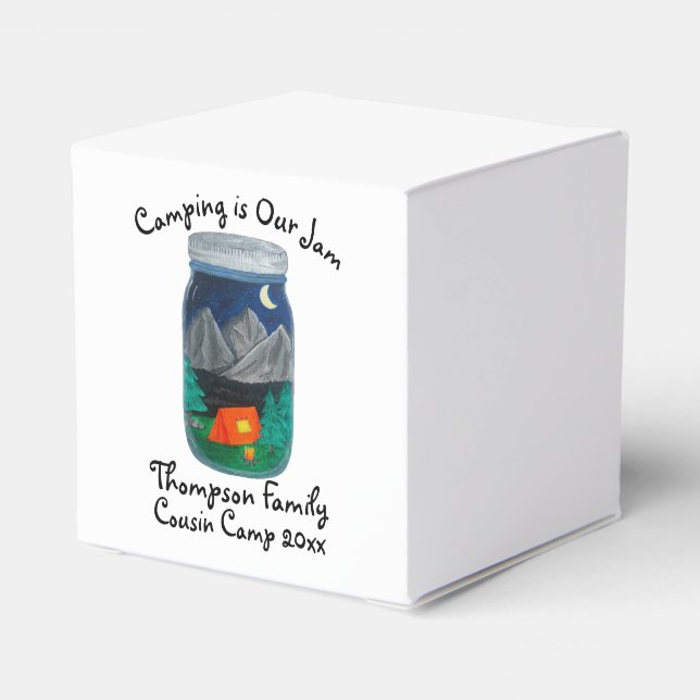 Camping is Our Jam Tent and Mountains in Jar Favor Box (Back Side)