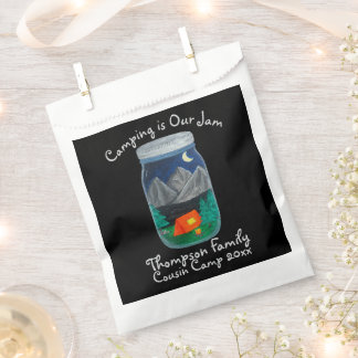 Camping is Our Jam Tent and Mountains in Jar Favour Bag