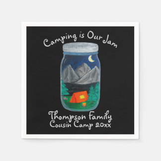 Camping is Our Jam Tent and Mountains in Jar Napkin