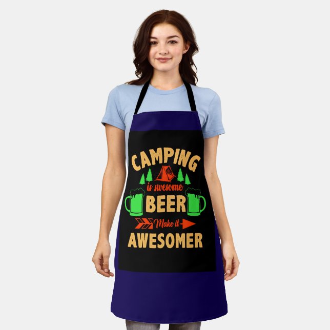 Camping is Swesome Beer Make it Aesomer-45676  Apron (Worn)