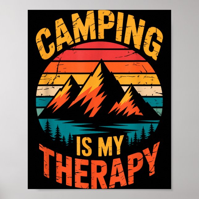 Camping is therapy camp camping outdoor adventure poster (Front)