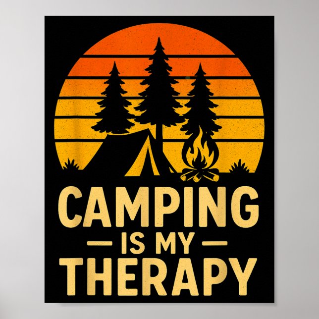 Camping is therapy design _ funny outdoor campfire poster (Front)