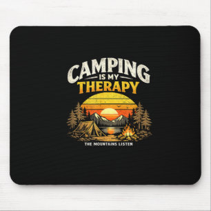 Camping is therapy vintage outdoor camping design mouse pad