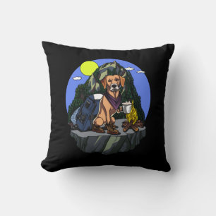 Camping Labrador Retriever Mountain Dog Throw Pillow