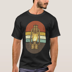 Camping Lantern 60s 70s Style Camping Lover Retro  T-Shirt