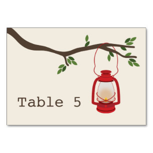 Camping Lantern & Tree Branch Wedding Table Number