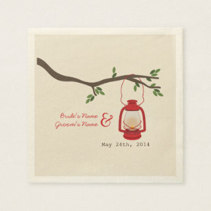 Camping Lantern + Tree Wedding Napkins