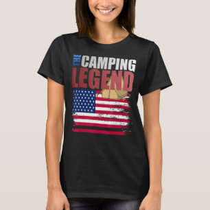 Camping Legend American Flag for Husband Dad T-Shirt