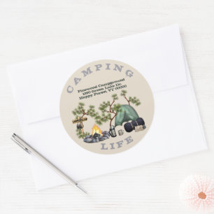 Camping Life Campground Round Return Address Classic Round Sticker