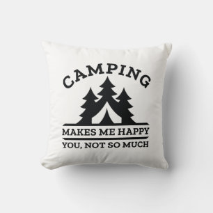 Camping Makes Me Happy Throw Pillow