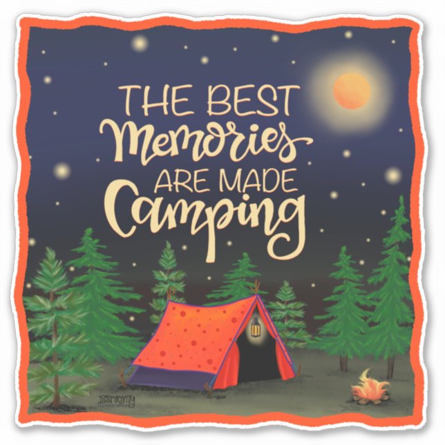 Camping Memories Cute Tent Inspirivity Sticker (Front)