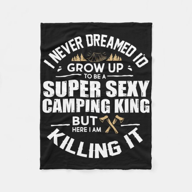 Camping Men Camper Rv Camping Vacation Camping Dad Fleece Blanket (Front)