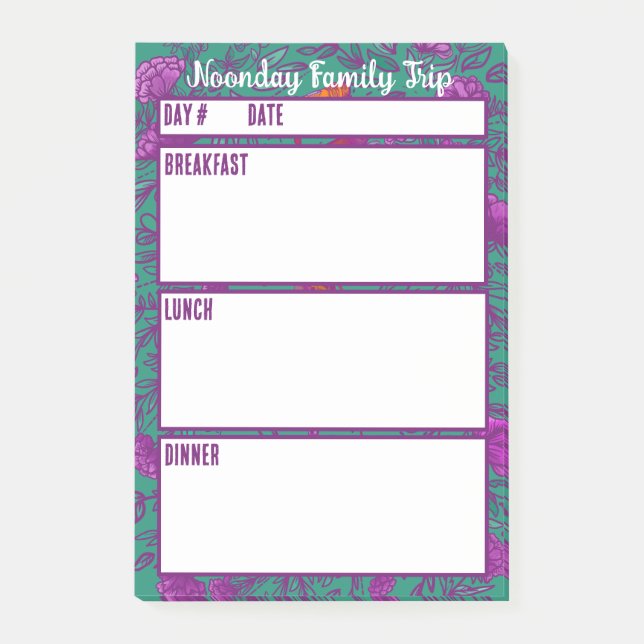 Camping Menu Meal Planning Tool Post-it Notes (Front)