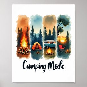 Camping Mode Campfire Tent Van Sunset Serenity  Poster