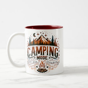 Camping Mode Illustration Two-Tone Coffee Mug