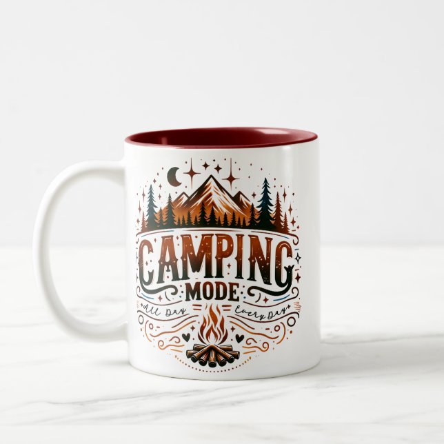 Camping Mode Illustration Two-Tone Coffee Mug (Left)