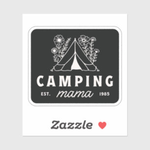 Camping mom camper mama mother whimsical black