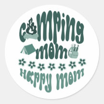 Camping mom - happy mom, cute mama camper