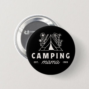 Camping mom summer camp camper mother whimsical 2 inch round button