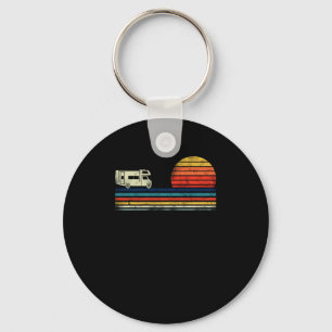 Camping Motorhome Sunset Campervan Retro Vintage Keychain