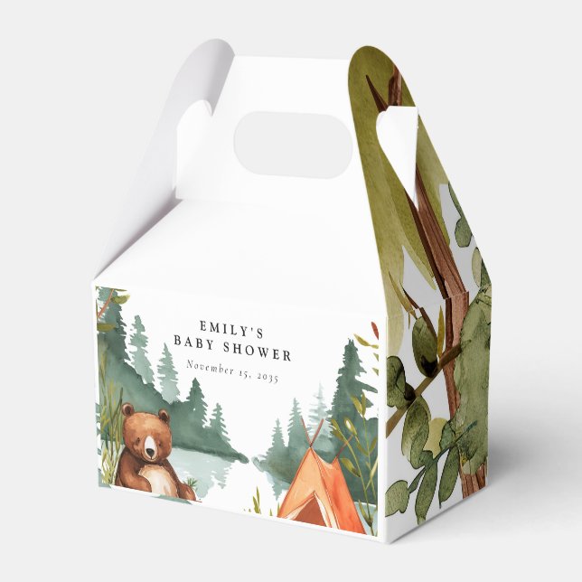Camping Mountain Rustic Baby Shower Favor Box (Front Side)
