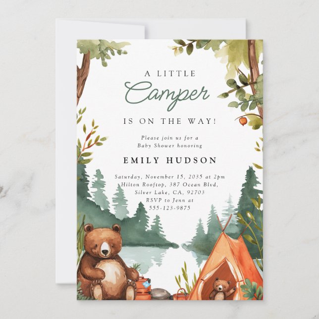 Camping Mountain Rustic Baby Shower Invitation (Front)