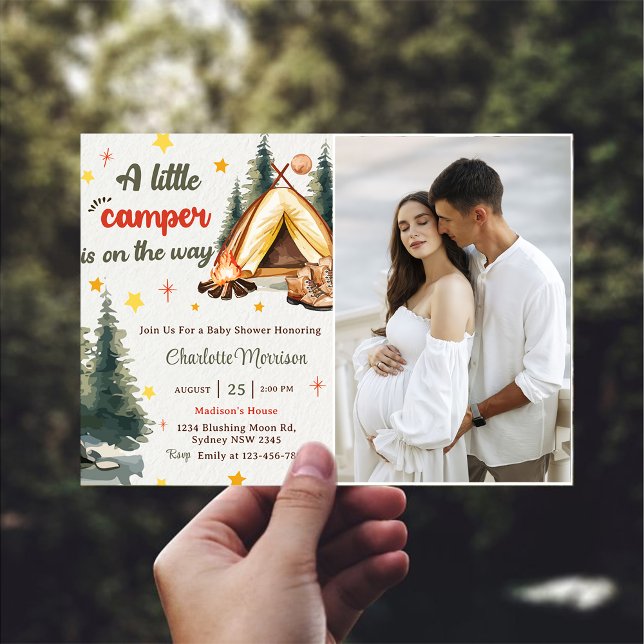 Camping Mountain Rustic Baby Shower Party Photo  Invitation (Creator Uploaded)