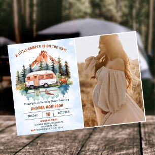 Camping Mountain Rustic Baby Shower Photo  Invitation