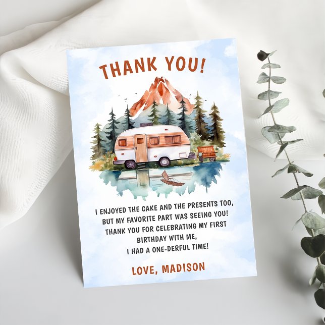 Camping Mountain Rustic Birthday Carte de remercie (Créateur téléchargé)