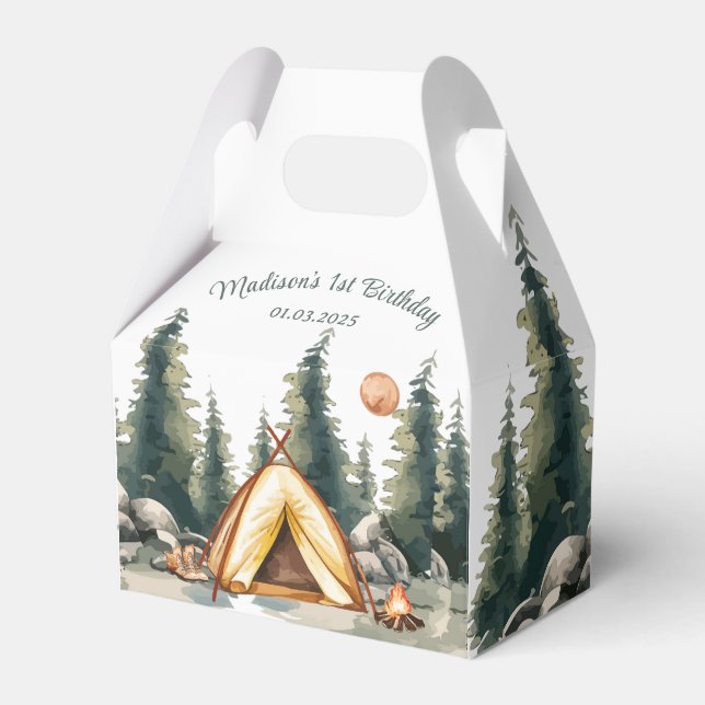 Camping Mountain Rustic Birthday Party  Favor Box (Front Side)