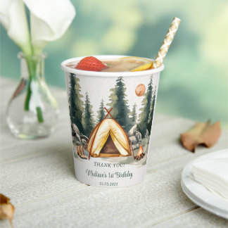 Camping Mountain Rustic Birthday Party Paper Cups