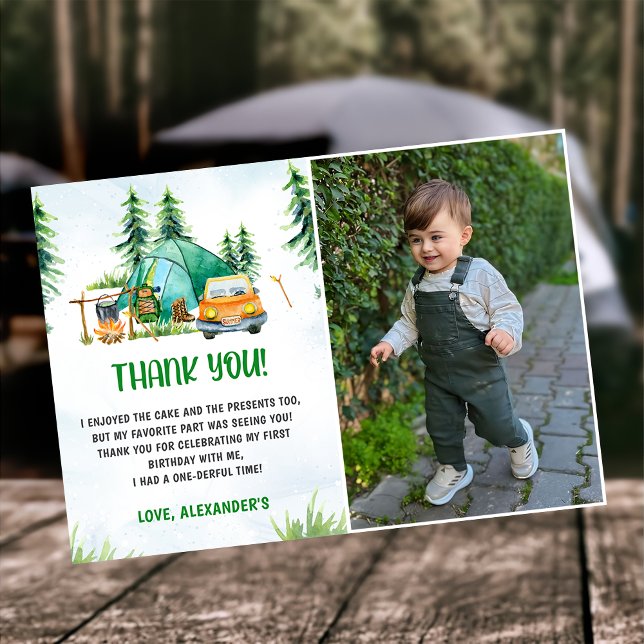 Camping Mountain Rustic Photo Carte de remerciemen (Créateur téléchargé)