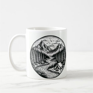 Camping Mug, Enamel Mug For Campers, Mountain Mug