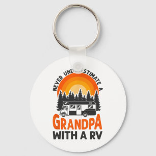 Camping Never Underestimate Grandpa Rv Motorhome F Keychain