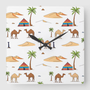 Camping of the Moroccan Sahara Desert Square Wall Clock