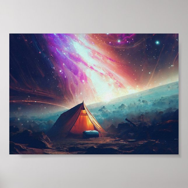 Camping on a Comet in Space Poster (Front)